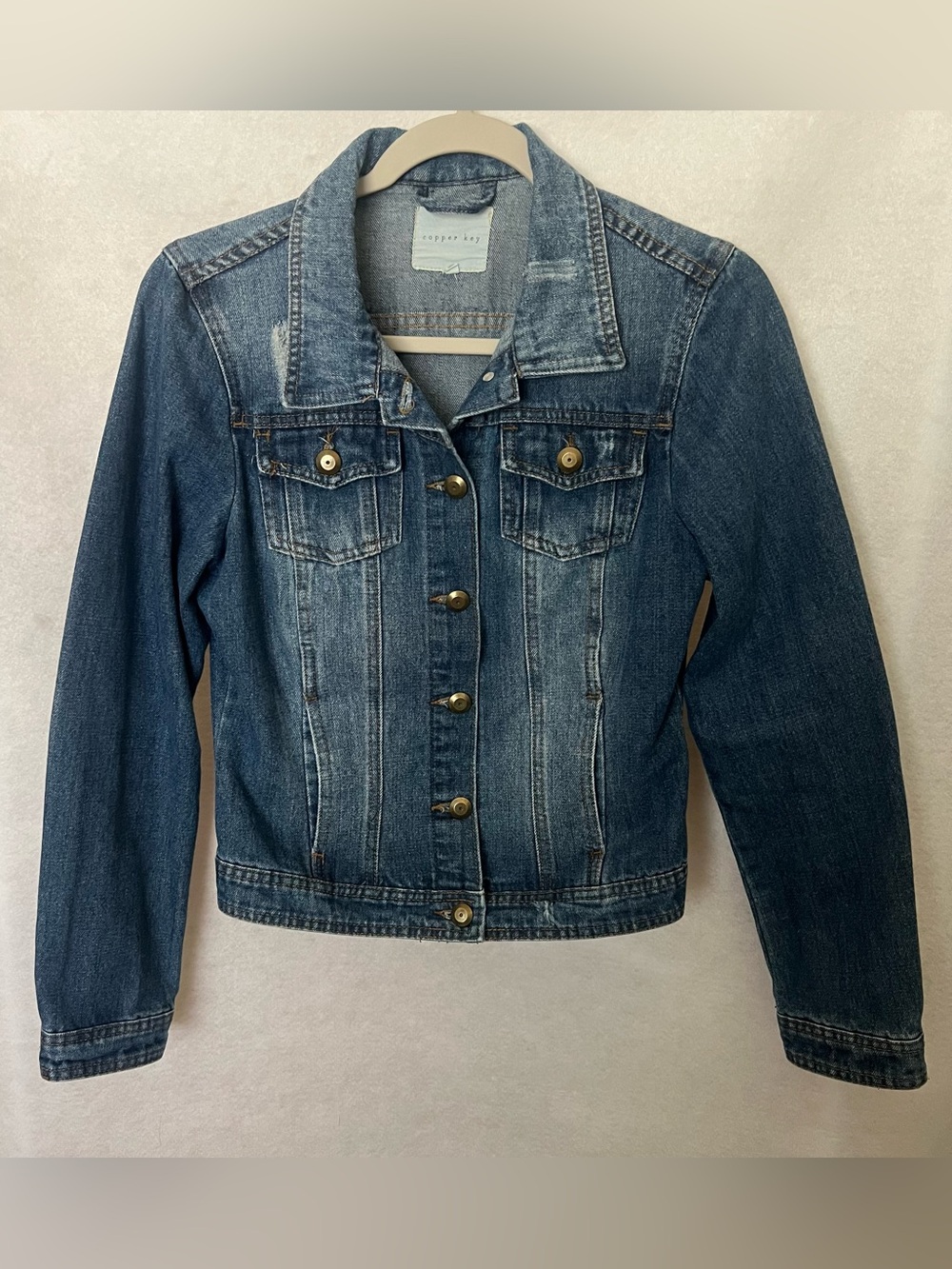 Copper Key Women's Blue Denim Crop Jacket